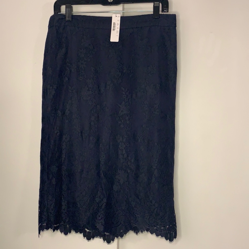 NWT J. Crew Navy lace pencil skirt sz 6
